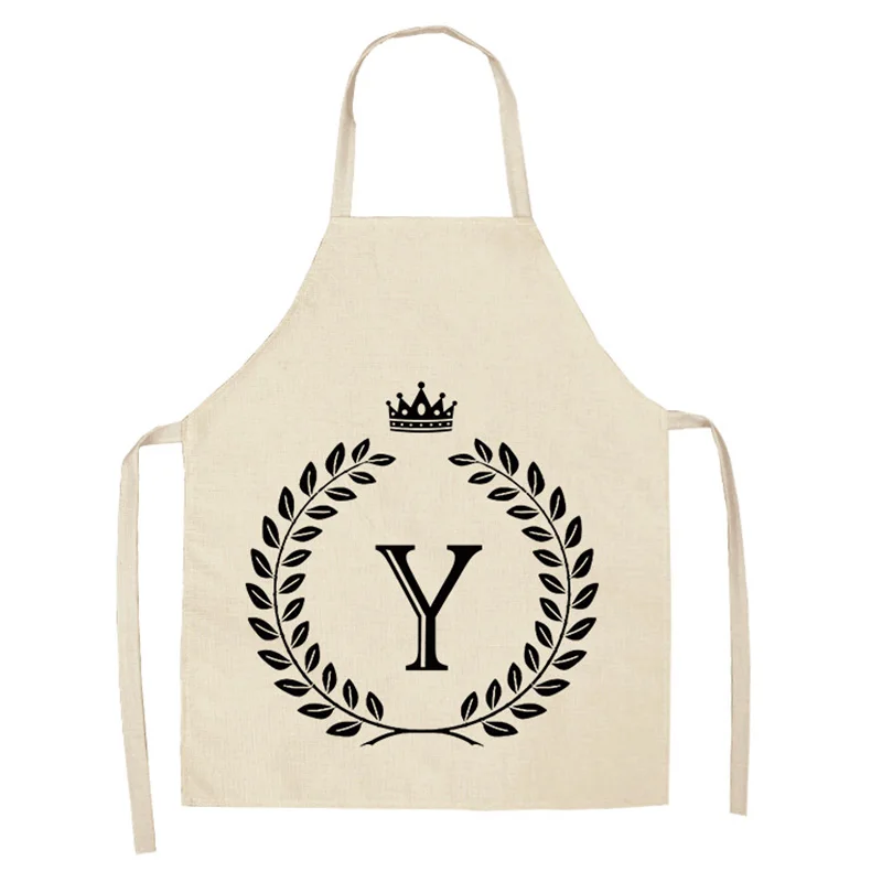 

Creative 26 Letters Women Kitchen Aprons Waterproof Cooking oil-proof Cotton Linen Antifouling Chef Apron 68*55cm 0109