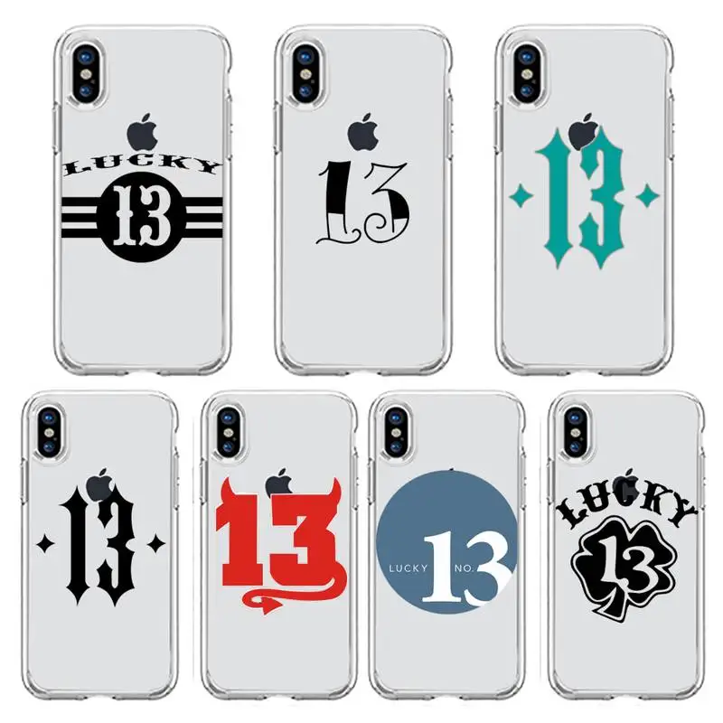 

Lucky Number 13 Phone Case Transparent soft For iphone 5 5s 5c se 6 6s 7 8 11 12 plus mini x xs xr pro max