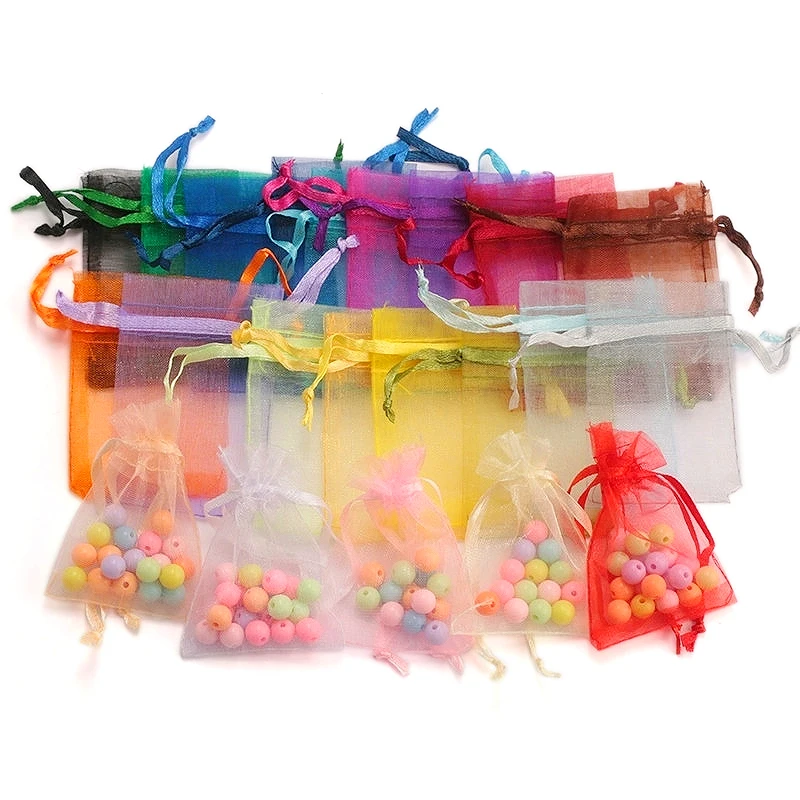 

100pcs/lot Organza Bag 5*7cm,7*9cm,9x12cm Christmas Wedding Bag Candy Bags Gift Pouches Jewelry Packaging Display 23 Colors
