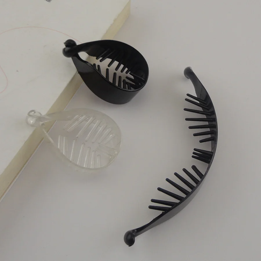 Черные пластиковые скрученные заколки для волос фиксации хвостов прозрачные