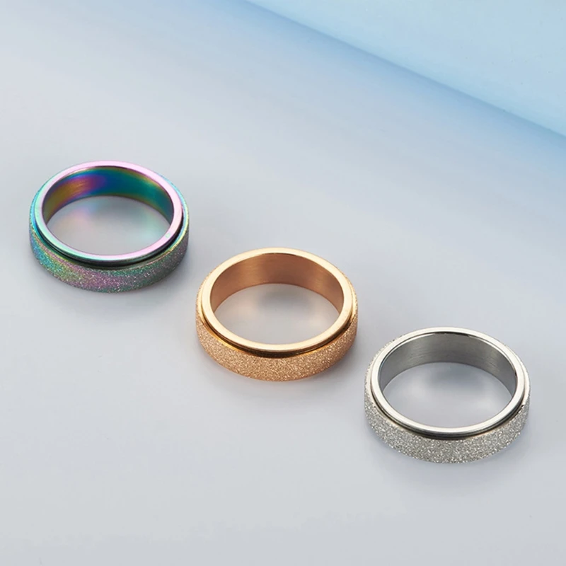 

Fashion Stainless Steel Spinner Ring Sand Blast Finish Stress Relief Adult Kids