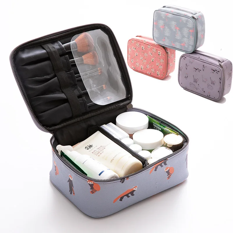 

Женская водонепроницаемая косметичка из ПУ кожи, Портативная сумка для хранения, простая косметичка, коробка для макияжа, отдельная коробк...