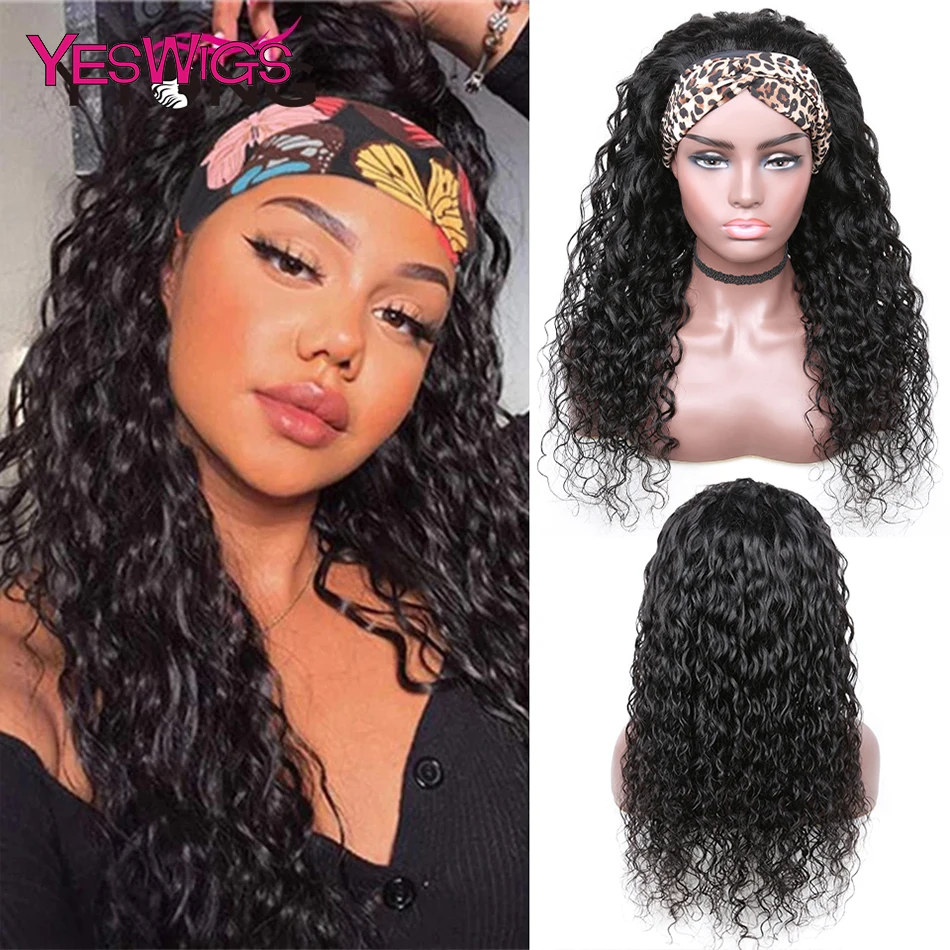 

Волнистые искусственные человеческие волосы, парики для женщин, малайзийские, безклеевые, человеческие волосы, парики с головной повязкой, ...