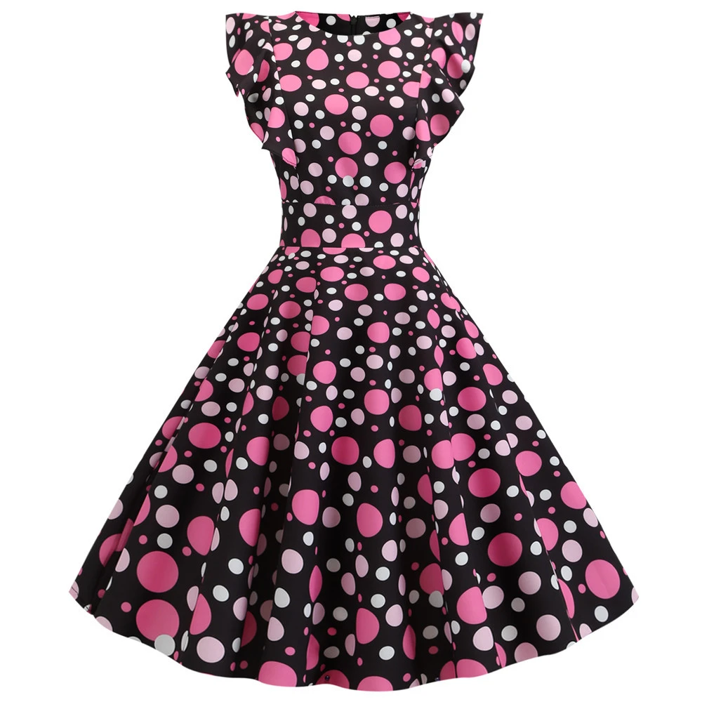 Платье женское винтажное однотонное с рукавами-лепестками элегантное офисное