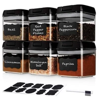 6 pcs mini spice jar set black small plastic food storage containers with lids kitchen organizer canister set herb seasoning box