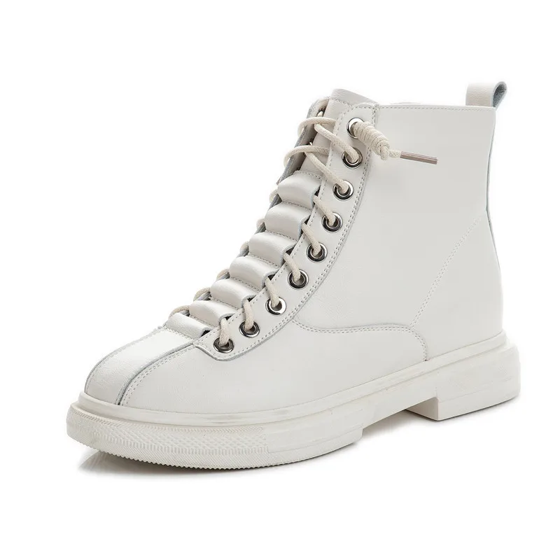 

2021 British Style Genuine Leather Woman Boots Casual Outdoor Walking Chaussures Femme Zapatillas Mujer 35-40