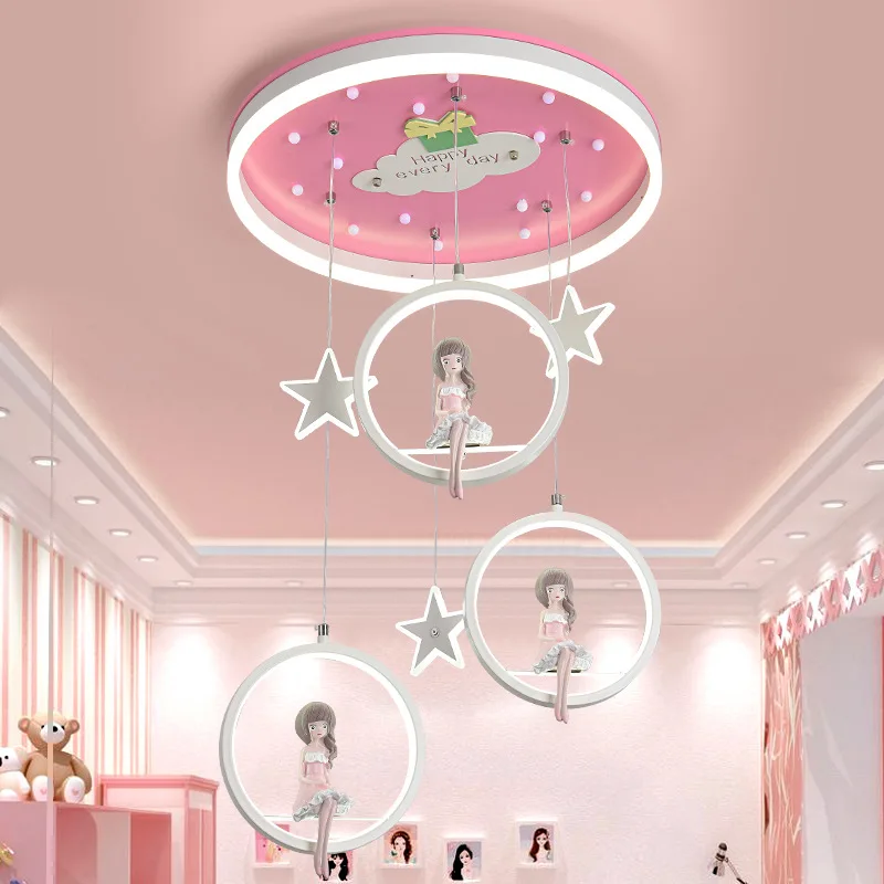 

Ceiling Chandelier LED Nordic Creative Cartoon Children's Lamp Boys And Girls Princess Bedroom Light Decorative Ceilings Lamps