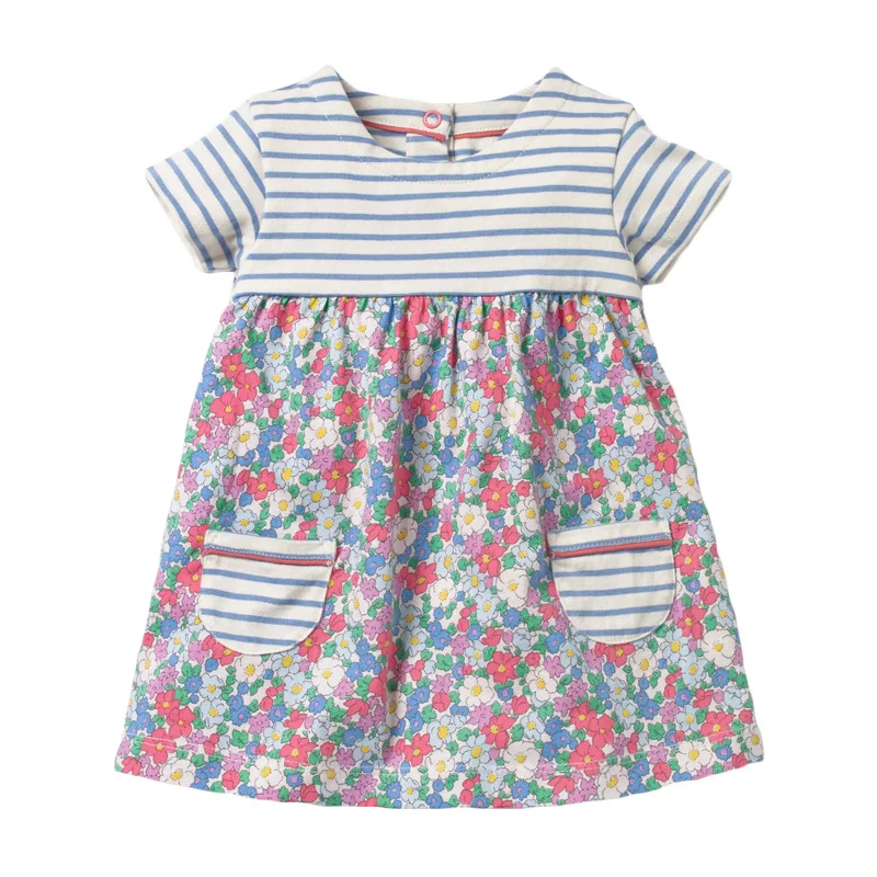 Flower Peter Pan Collar Dress 2020 Summer New Baby Girl 100% Cotton Floral Style Girls Beach Vest Daily School vestidos | Детская одежда