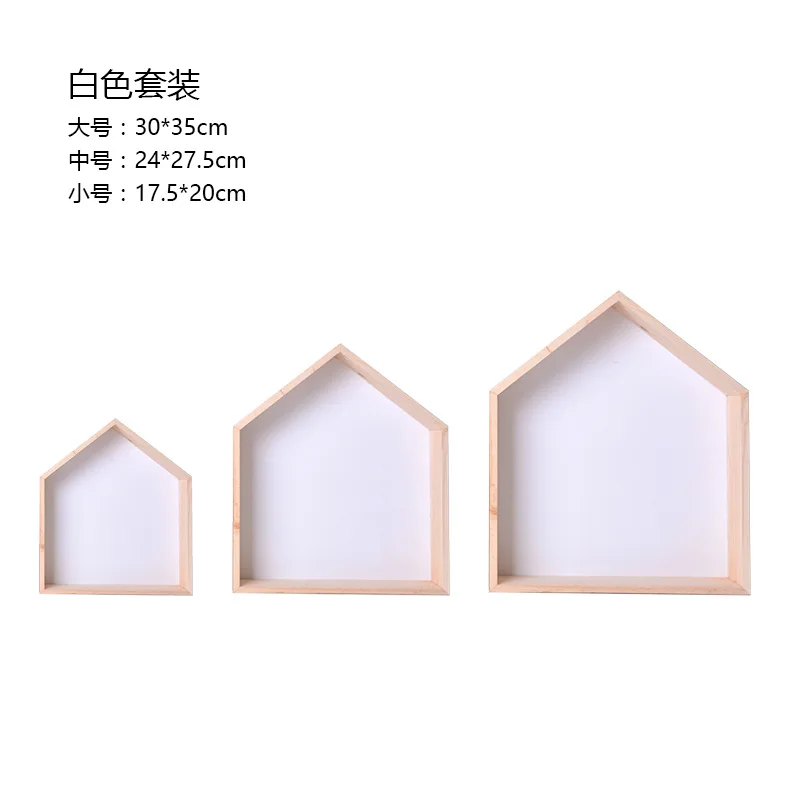 

Best Selling Wooden Craftwork Ins Nordic Solid Wood Small House Pentagonal Storage Rack Children's Room Decoration Cute Pink