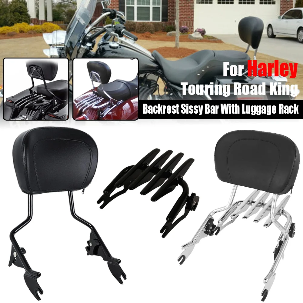 

Motorcycle Sissy Bar Detachable Backrest Luggage Rack For Harley Touring Road King Street Glide Electra Glide CVO 2009-2018 2019