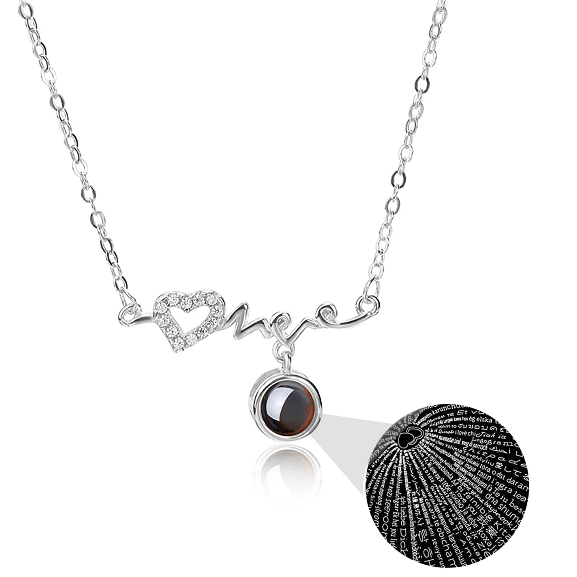 При индивидуальном заказе фотоснимком именем сердцебиение Форма ожерелье с