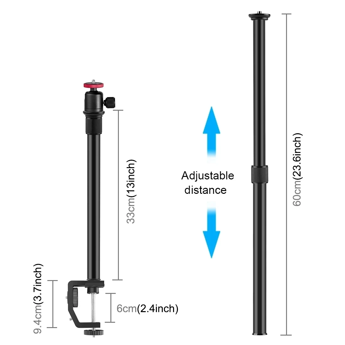 

PULUZ Heavy Duty C Camera Clamp Mount Monopod Rod with 1/4 Inch Screw Tabletop Stand For GoPro 9 8 7 6 5 DJI OSOM Sony DSLR