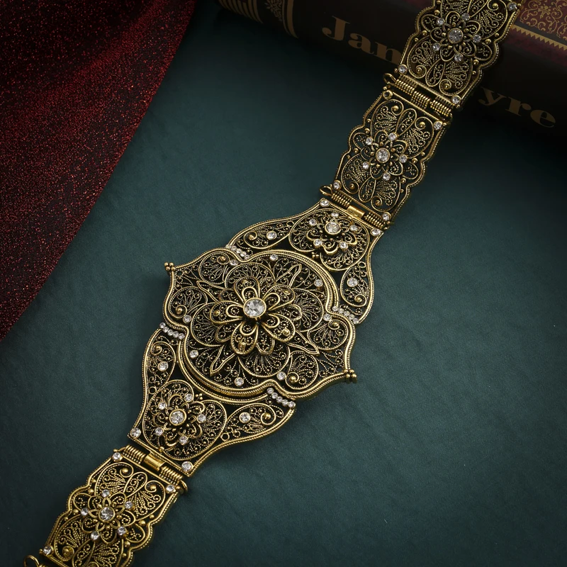 

Traditional Caucasian Retro Silver Metallic Belt Female Ethnic Wedding Jewelry Dark Gold Luxury Ethnic Bride Accessories