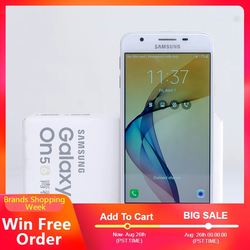 Оригинальный samsung Galaxy On5 2016 G5700 3 ГБ ОЗУ 32 Гб ПЗУ 5 0 ''Восьмиядерный gps Две sim карты