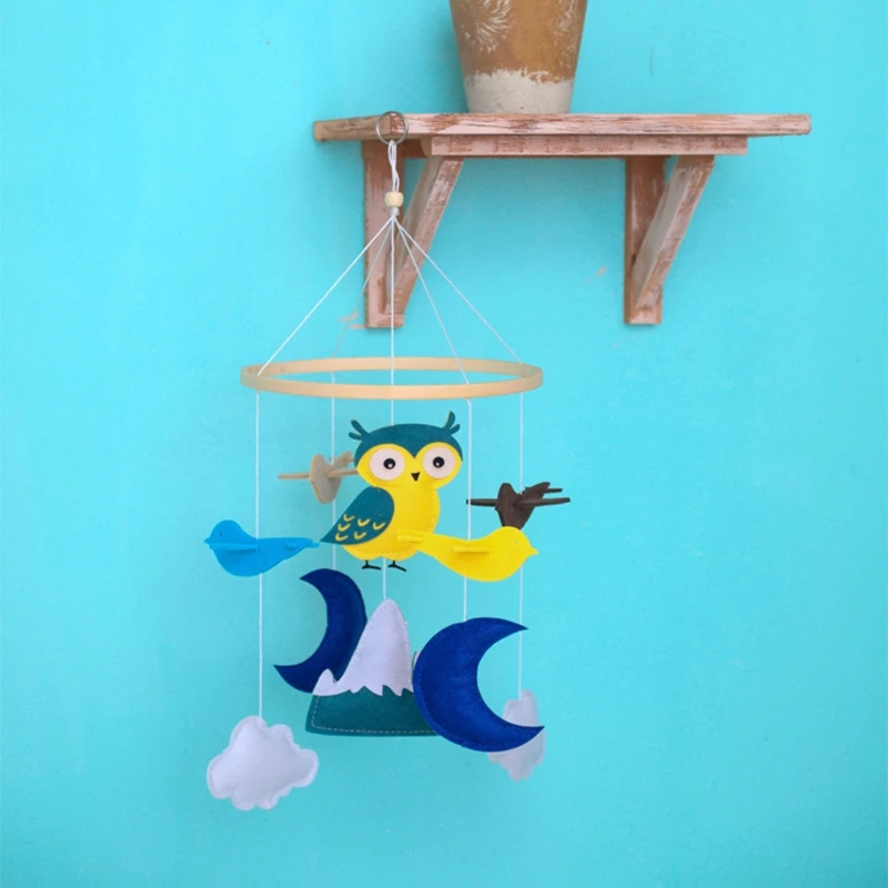 Детская кроватка войлочная Сова облако Мобильная погремушка детская ветряная