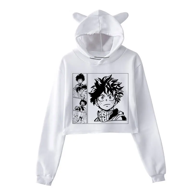 Укороченный топ с капюшоном и принтом Моя геройская Академия 2021