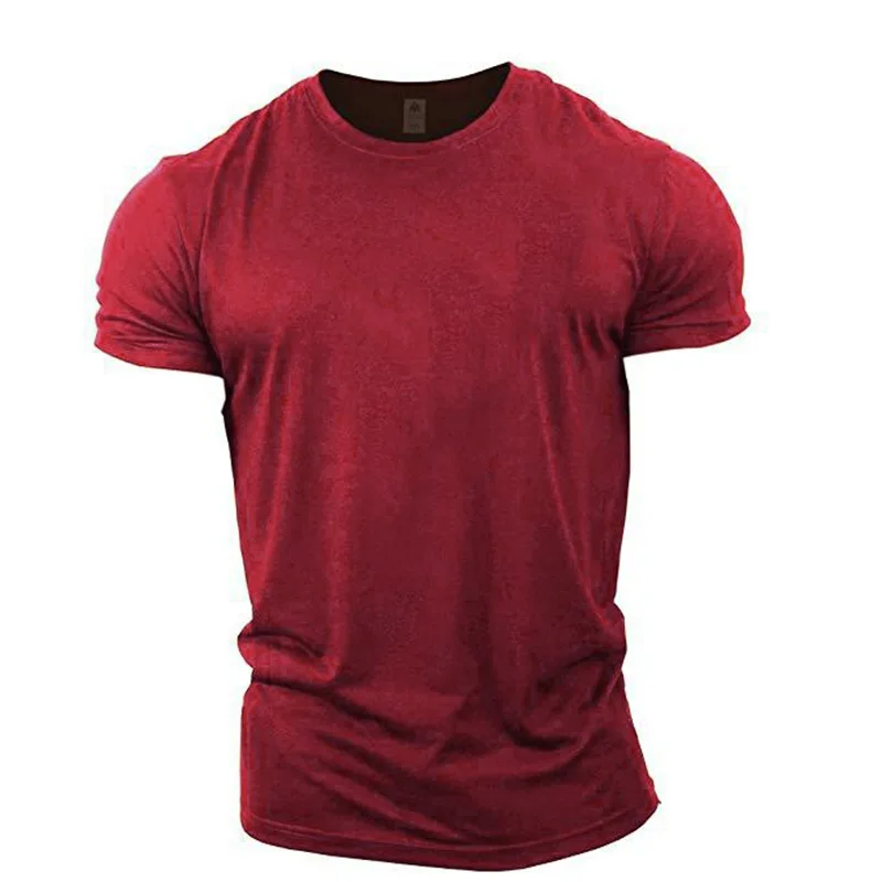 

Men's Loose Clothing Solid color stretch breathable short sleeve round neck base shirt popular logo half sleeve T-shirt