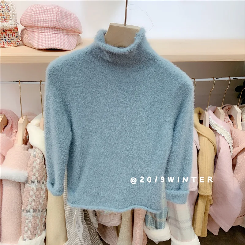 Детская одежда свитер с бархатной подкладкой для девочек корейский на осень и