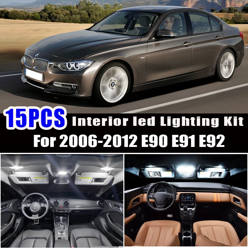 15 шт. X ошибок E90 E91 E92 светодиодный внутренний светильник комплект для 2006-2009 2010 2011