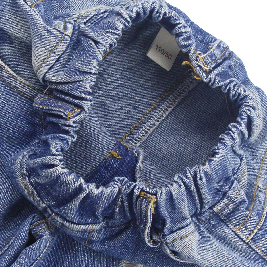 Джинсы для девочек детские джинсы с принтом свободные рваные джинсовые брюки