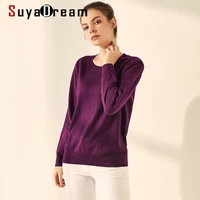 suyadream woman basic sweaters silk and cashmere blend o neck pullovers solid sweaters 2021 fall winter bottoming shirts
