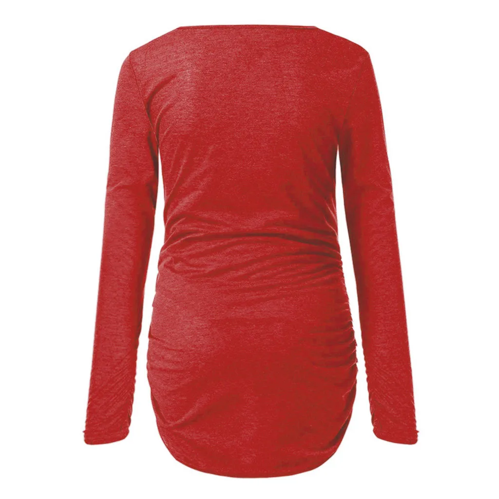 Женский Рождественский топ с длинными рукавами и рюшами Одежда для беременных