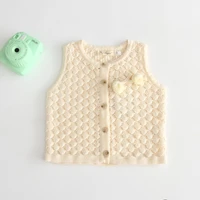 2022 new autumn new baby girl knit vest cardigan solid kids sweater cotton infant girl coat baby sleeveless knitted tops jacket