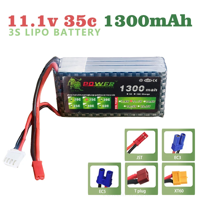 

Lipo 11.1V 3S 1300mAh Battery Lion Power 25C MAX 35C For Racing Drone FPV Quadcopter RC Car Boat Airplane Helicopter Battery
