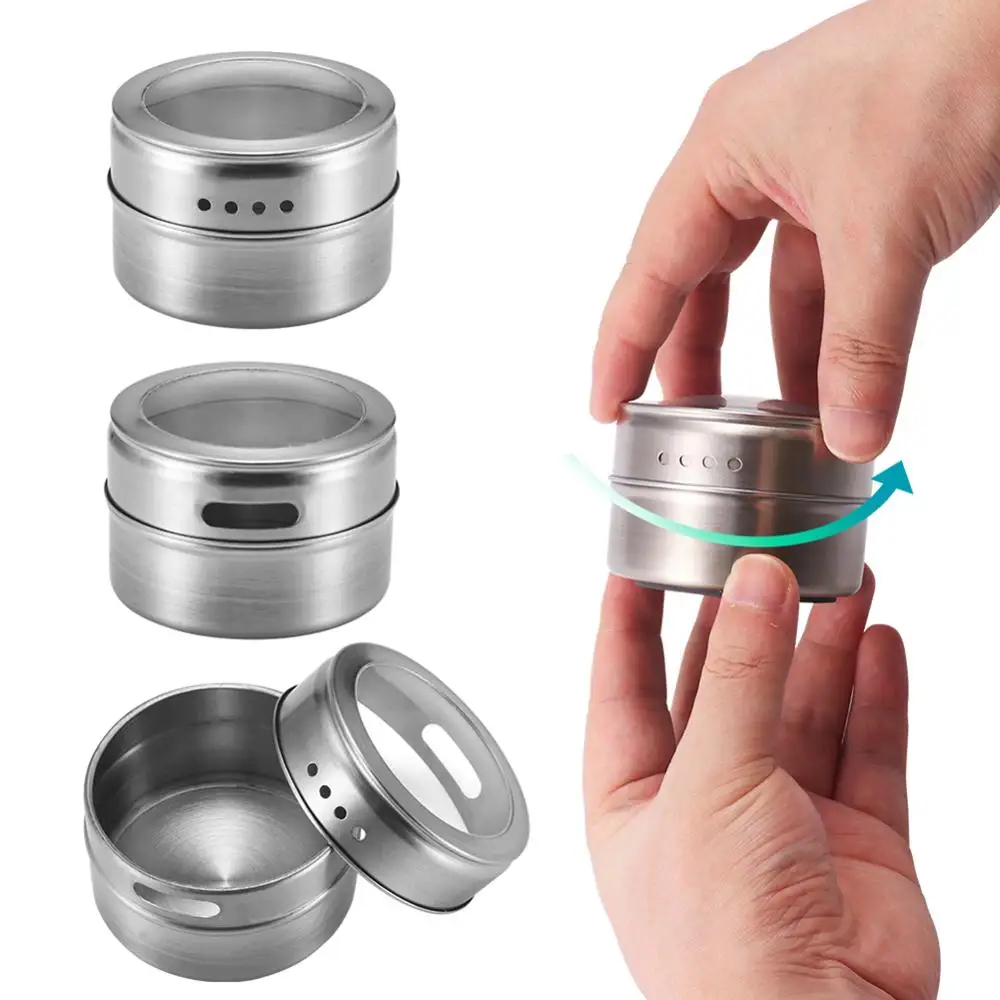 

6PC Spice Jar Stainless Steel Spice Storage Container Kitchen Spice Bottles Jars Organizer Condiment Holder Kitchen Supplies