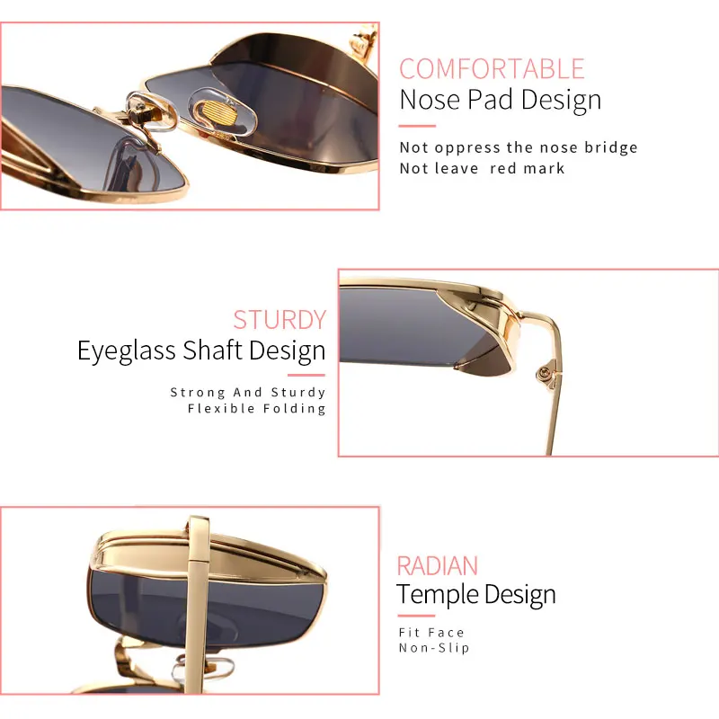 

KANDREA 2021 New UV400 Square Female Sunglasses Men Women Metal Frame Mirror Flat Lens Driving Fashion Unisex Oversized Eyewear