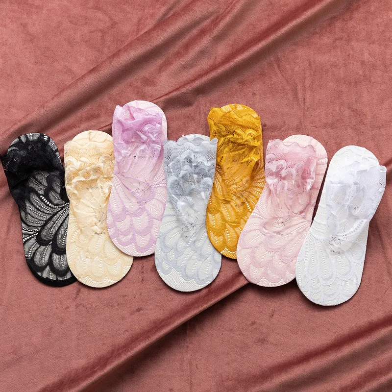 Кружевные женские носки * тонкие летние шелковые открытая прозрачность узор с
