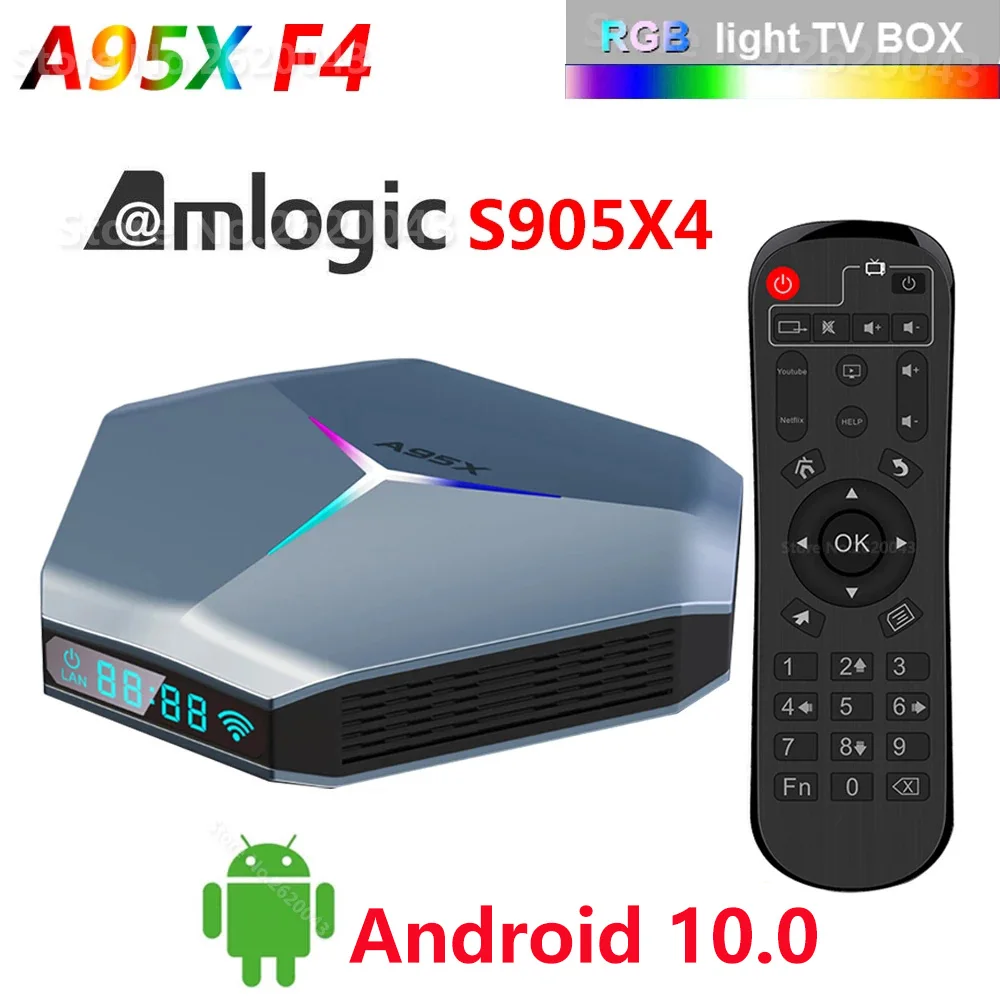 ТВ-приставка A95X F4 RGB Amlogic S905X4 Android 10 4K HD YouTube 4 Гб ОЗУ 32 ГБ 64 128 ПЗУ Wi-Fi 2G 16G vs F3 |