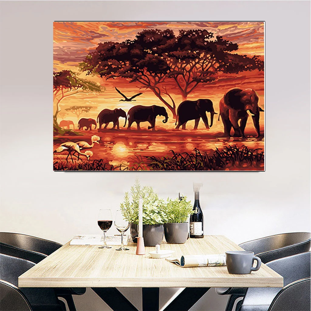 Животные на закате гостиной дивана спальни декоративная живопись фон для стены