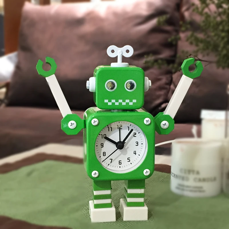 Прикроватные милые Мультяшные роботы детский будильник настольные часы
