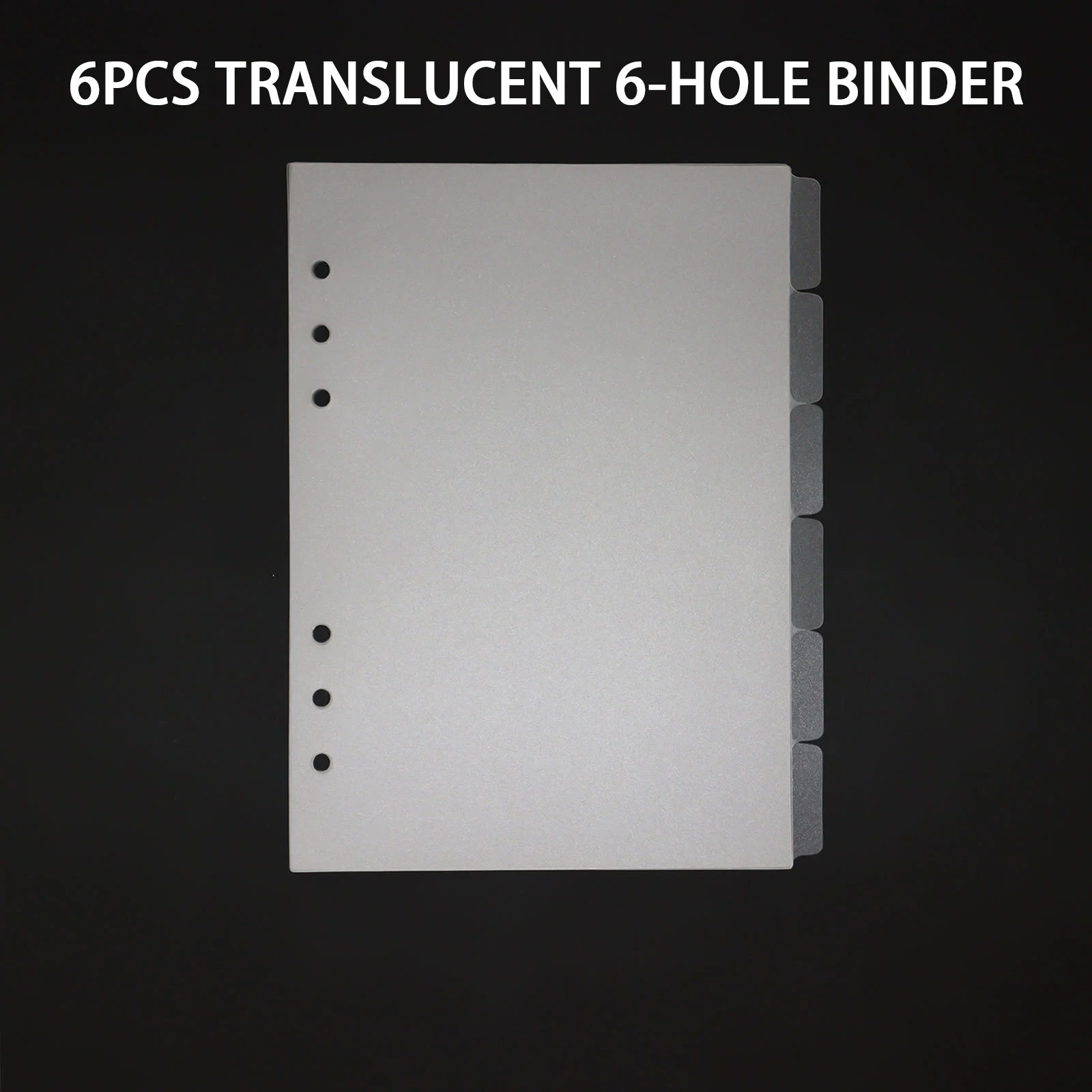 

FURONGHUA 6pcs Translucent 6-hole Binder Tab Divider Page A5 Notebook Divider Page
