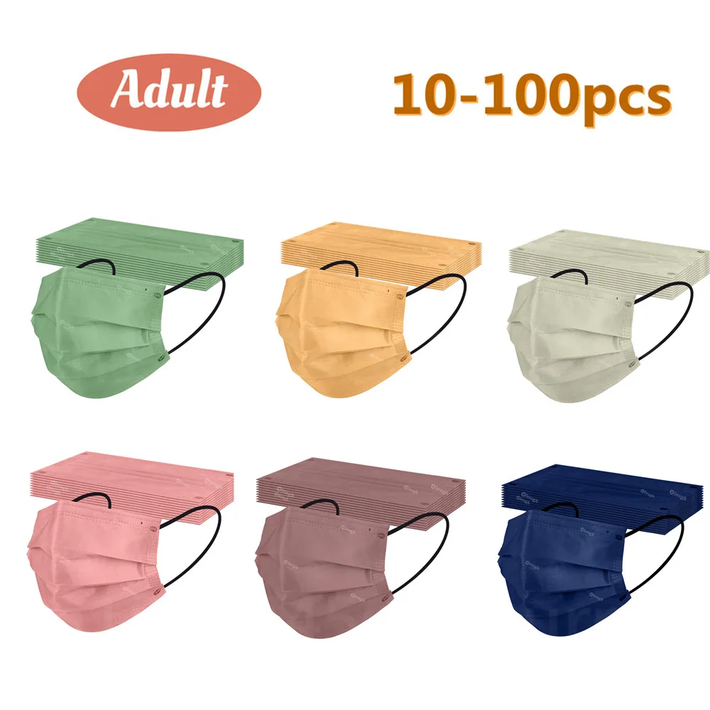 

10-100pcs Adult Morandi Disposable Face Mask 3-layer Protective Face Mouth Masks Anti-Dust Mascarillas quirurgicas homologadas