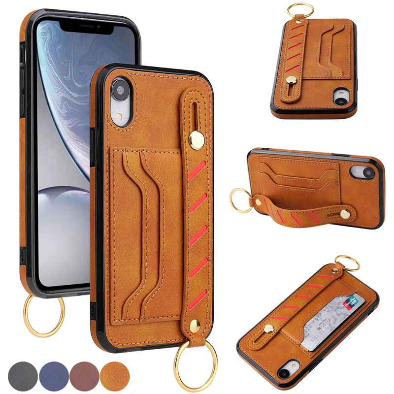 Роскошный чехол с держателем для карт iPhone XR XS Max 11 Pro кожаный бумажник откидной