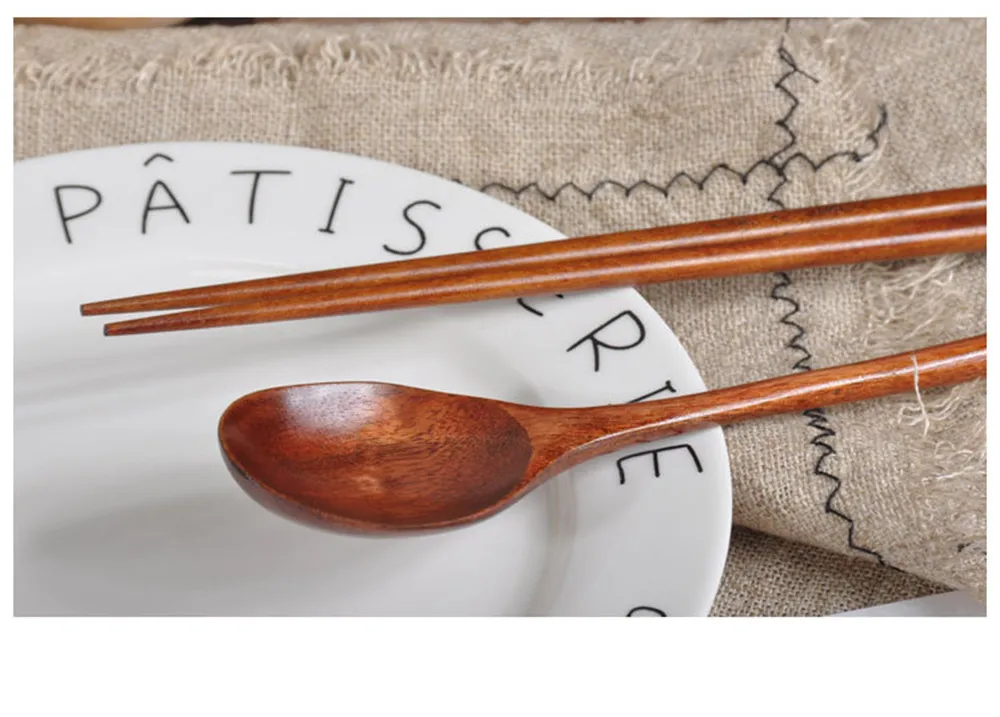 2 шт. бамбуковая посуда набор дорожных столовых приборов Экологичная деревянная