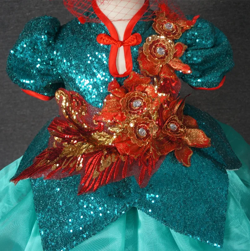 

New Arrival 100% Real Picture Baby Girls Dresses for Birthday Shiny Sequins Little Pageant Party Gown Kids Clothes for Special