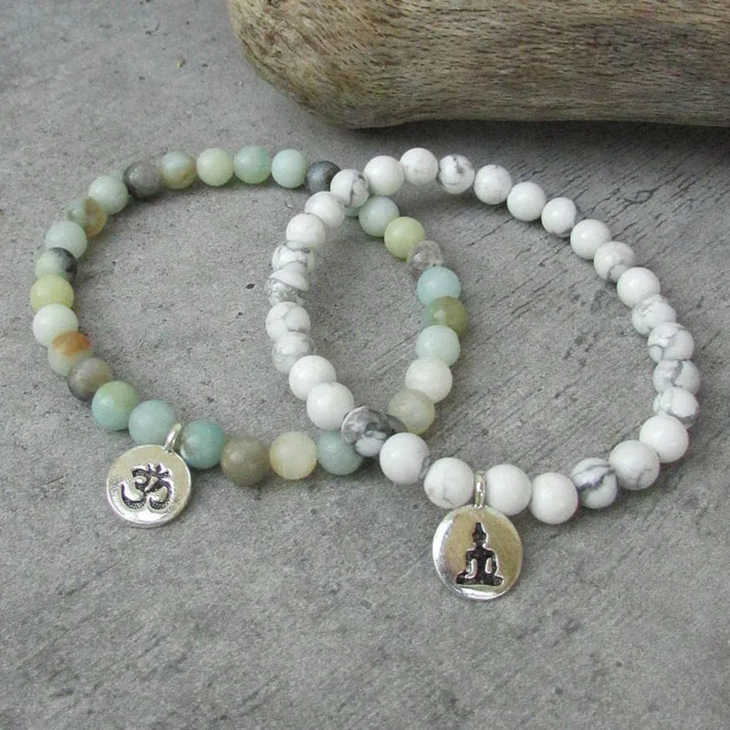 

Унисекс браслеты комплект, состоящий из универсального хаулитовый Бисер Браслет Амазонит Будда браслет Мала ювелирные изделия для мужчин ...