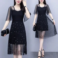 2020 summer new dress for women fake two slim short sleeve dress ladies fashion office womens professional wear large size 5xl