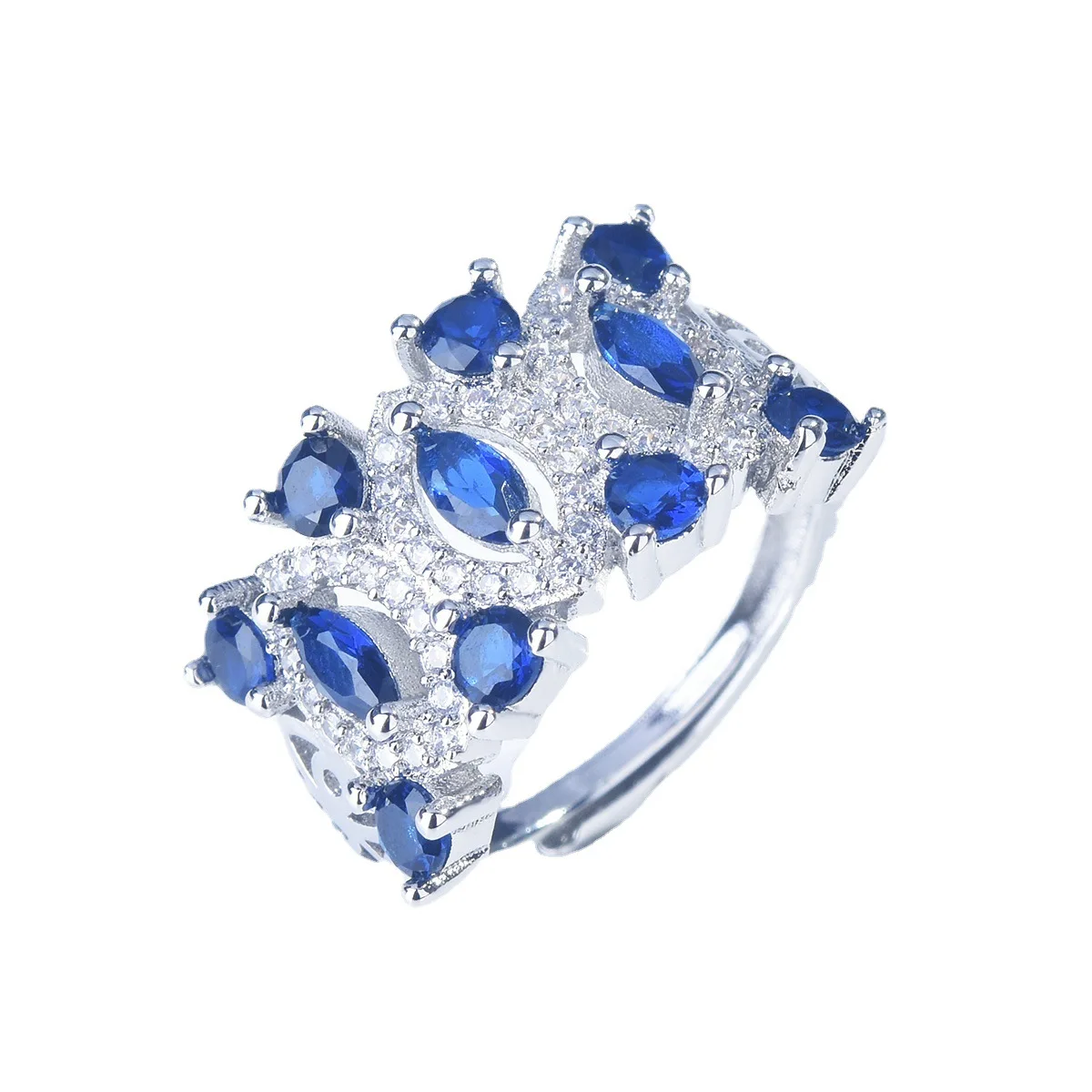 

New Luxury Sapphire ring PT950 platinum inlaid color gemstone fashion party ring woman