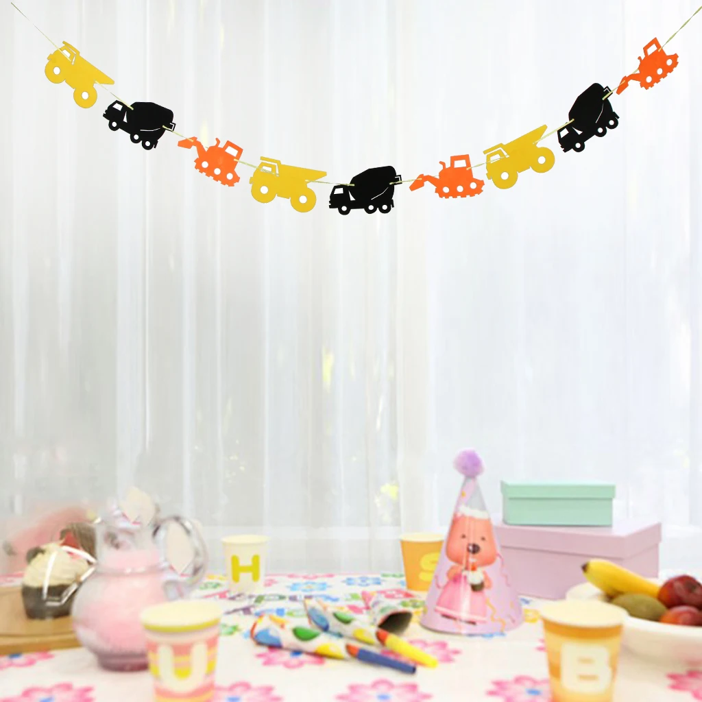 

Lovely Tractor Car Felt Banner Baby Shower Kids Birthday Decorations 3.28 Yards