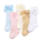 10 пар носков для маленьких девочек летние хлопковые сетчатые детские гольфы с бантиком для малышей, Нескользящие длинные детские носки для мальчиков