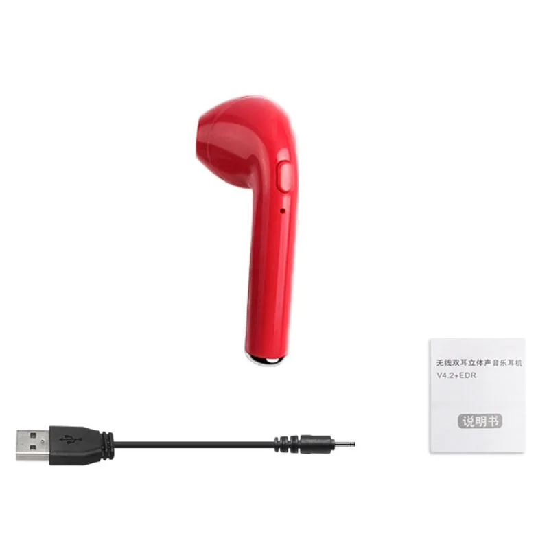 one red I7 Bluetooth беспроводные наушники-вкладыши для i7s tws наушники спортивные с микрофоном для iPhone samsung huawei LG PK i9 i11 i12 i14 i200 - Цвет: one red