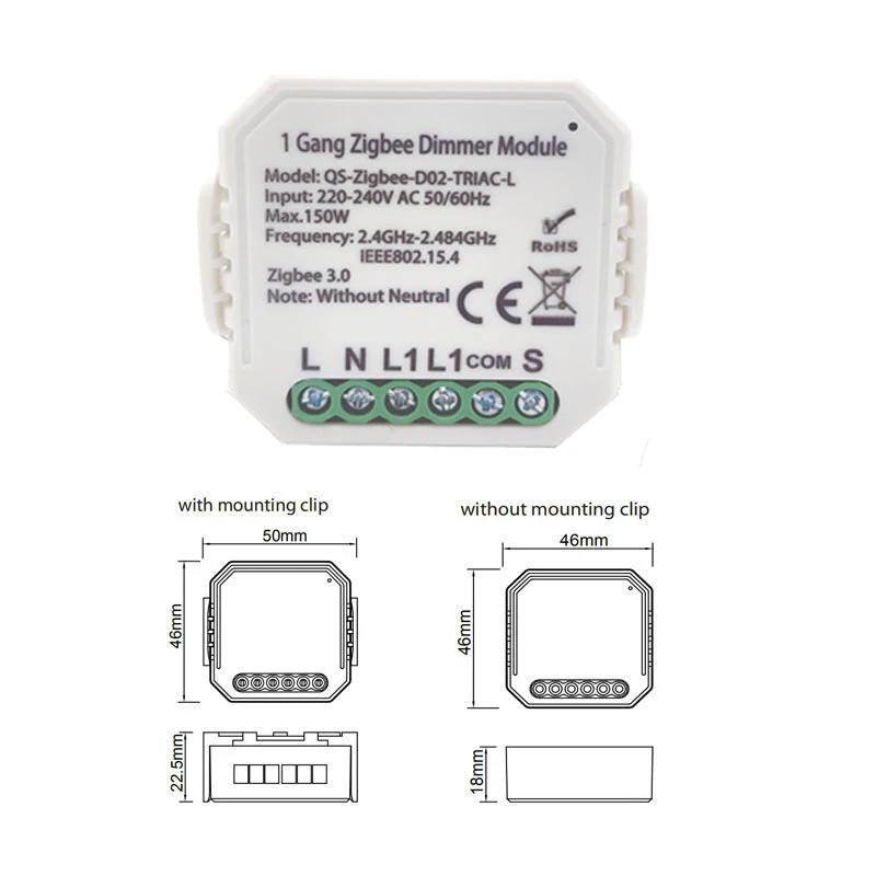 

ZigBee DIY Mini WiFi Smart Light Dimmer Switch Module Tuya Voice Control Work With Alexa Google Home No Neutral Relay Smart Home