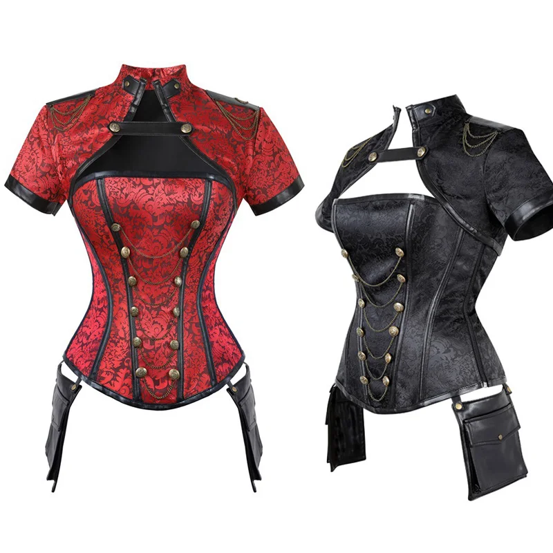 

Steampunk Jacket Corset Women Corset Steel Punk Leather Corset Solid Bustier Gothic Gorset Plus Size 6XL Steam Punk Korse