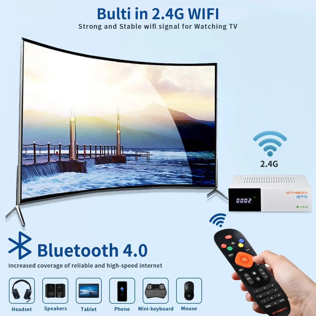 Приемник GTmedia GTC DVB S2 ISDBT Amlogic S905D android 6 0 TV BOX 2 Гб 16 m3u спутниковый