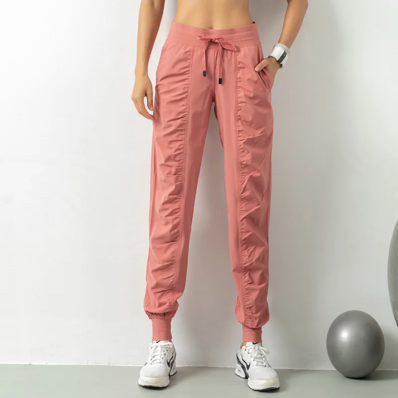 

2021 Spring/Summer Breathable Sports Pants Ladies Running Training Fitness Pants Nine Pockets Casual Footwear