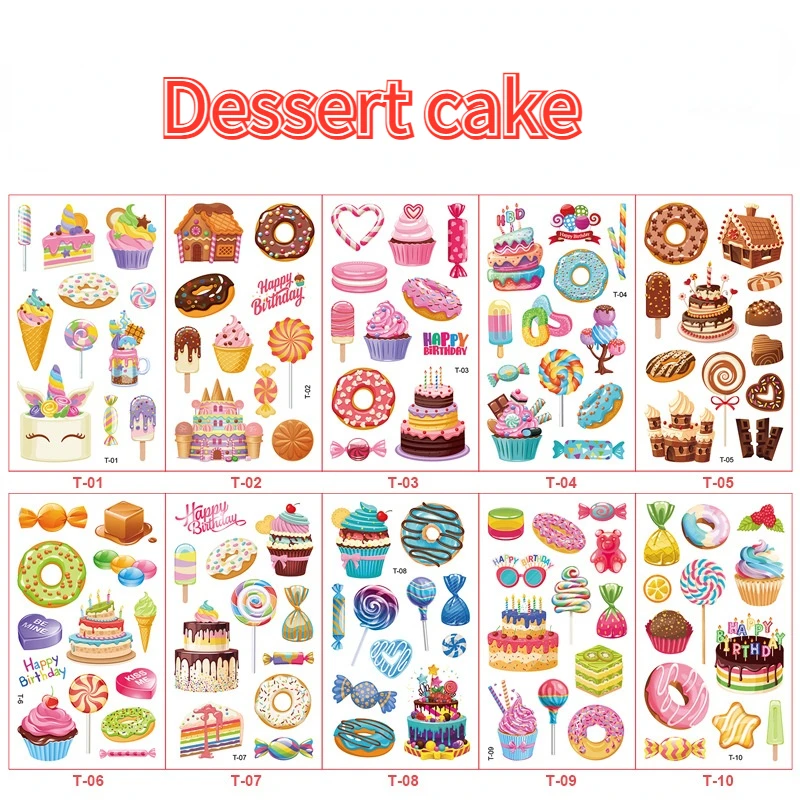 10 листов/набор Детские временные тату-наклейки с единорогом